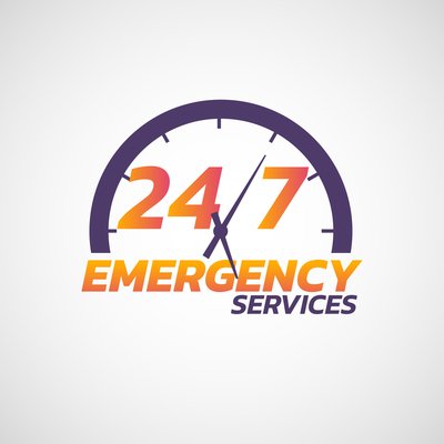 24/7 emergency services logo icon. Vector illustration 24 hours emergency services