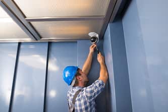 installing security camera residential electrician installing security camera