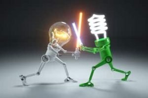 two light bulbs fighting scene
